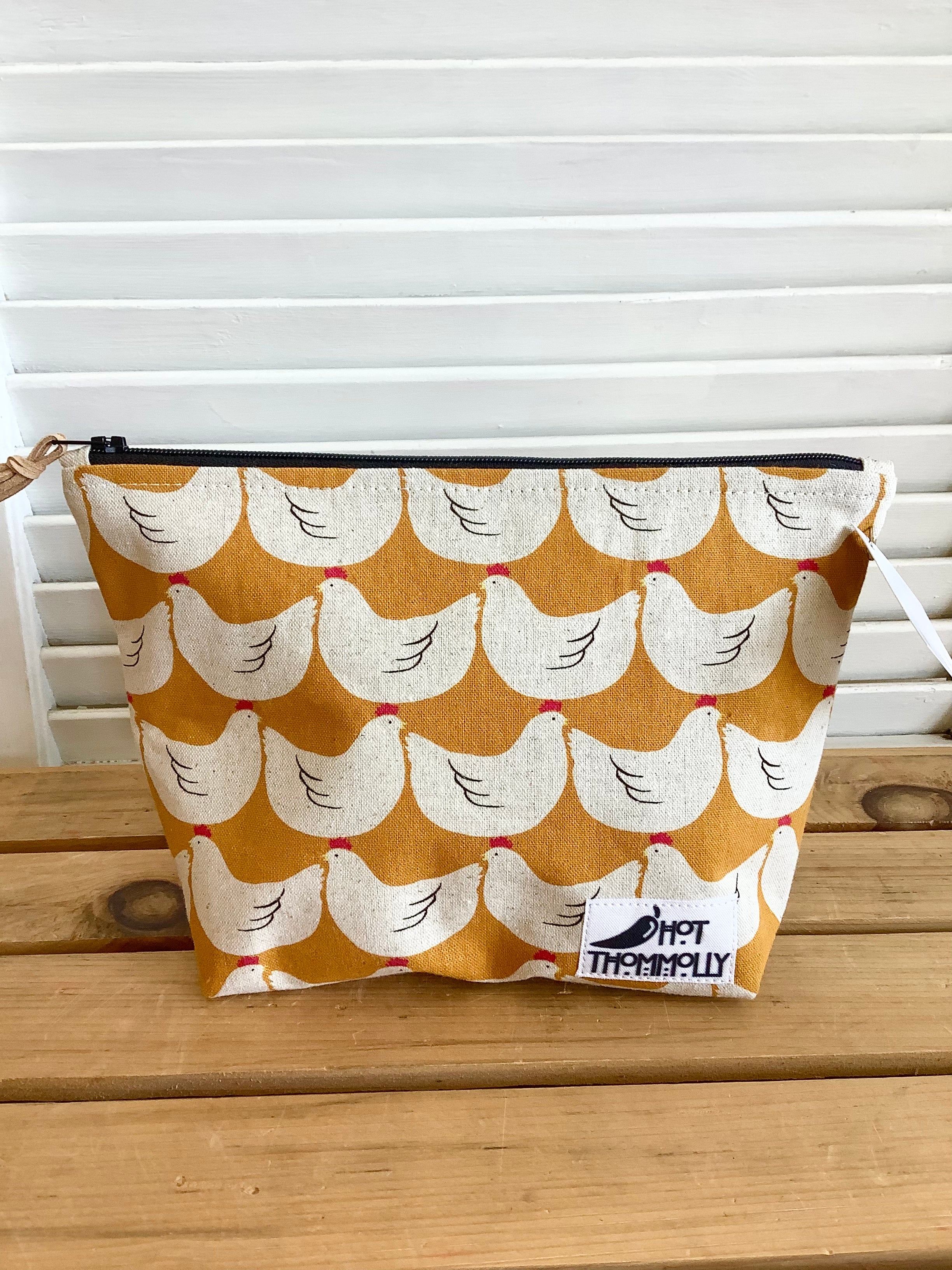 Mustard Chickens - Medium zip pouch from Hot Thommolly