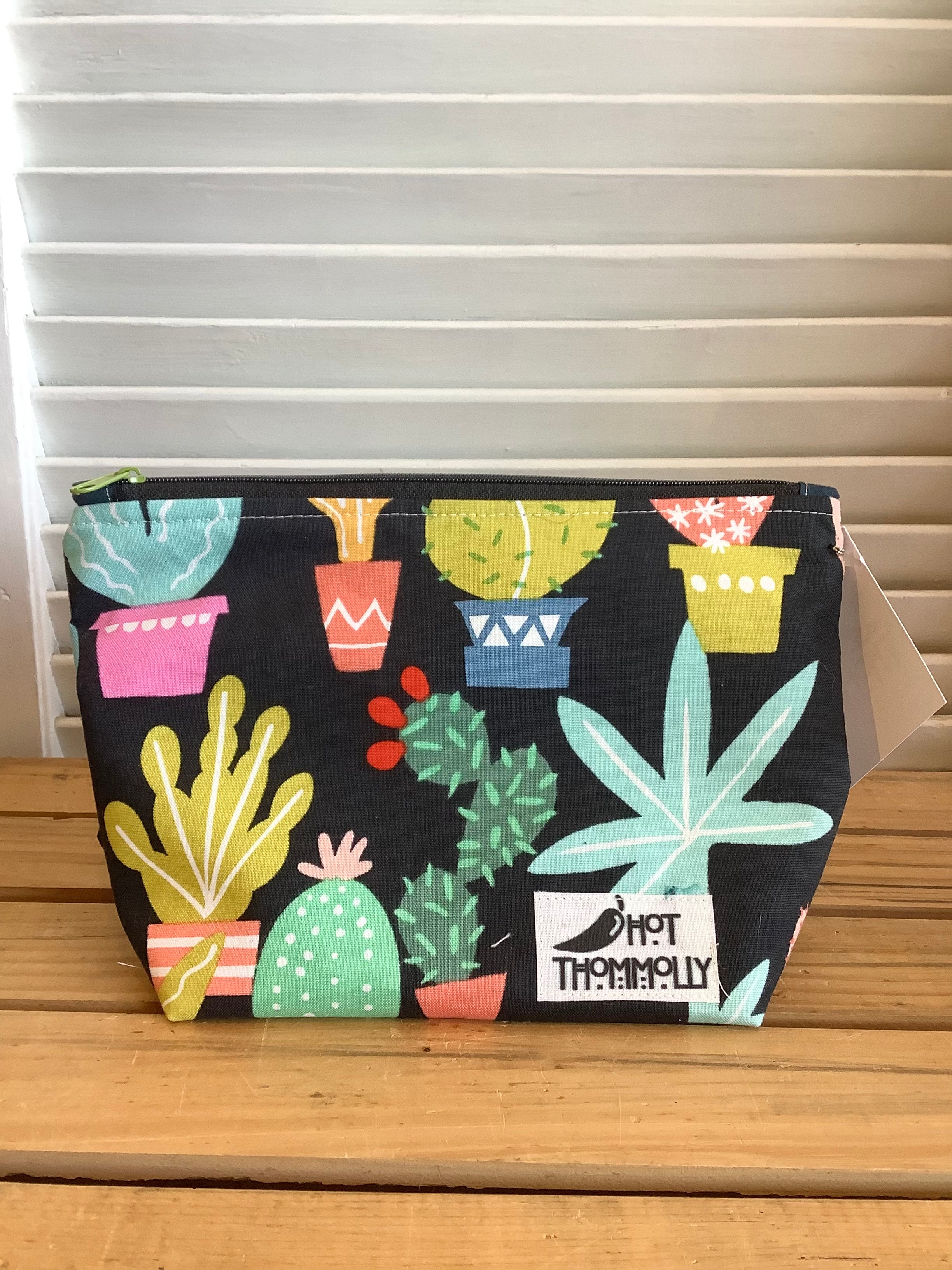 Zipper Pouches from Hot Thommolly - Med Black Cacti