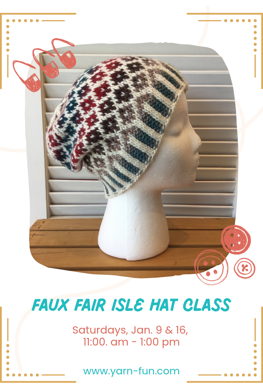 Faux Fair Isle Hat Class