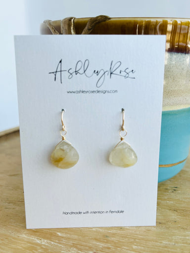 Mini Morsel Rutile Quartz gold - Ashley Rose earrings