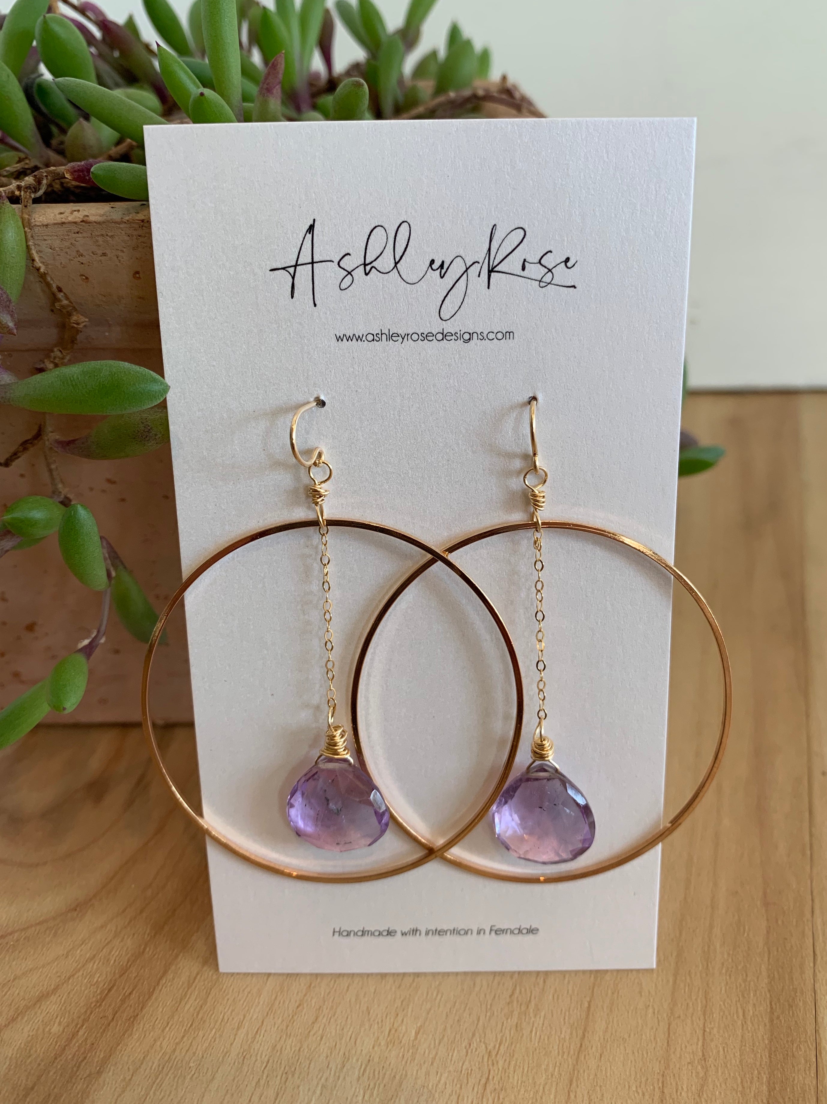 Amethyst with Gold - Baryon earrings