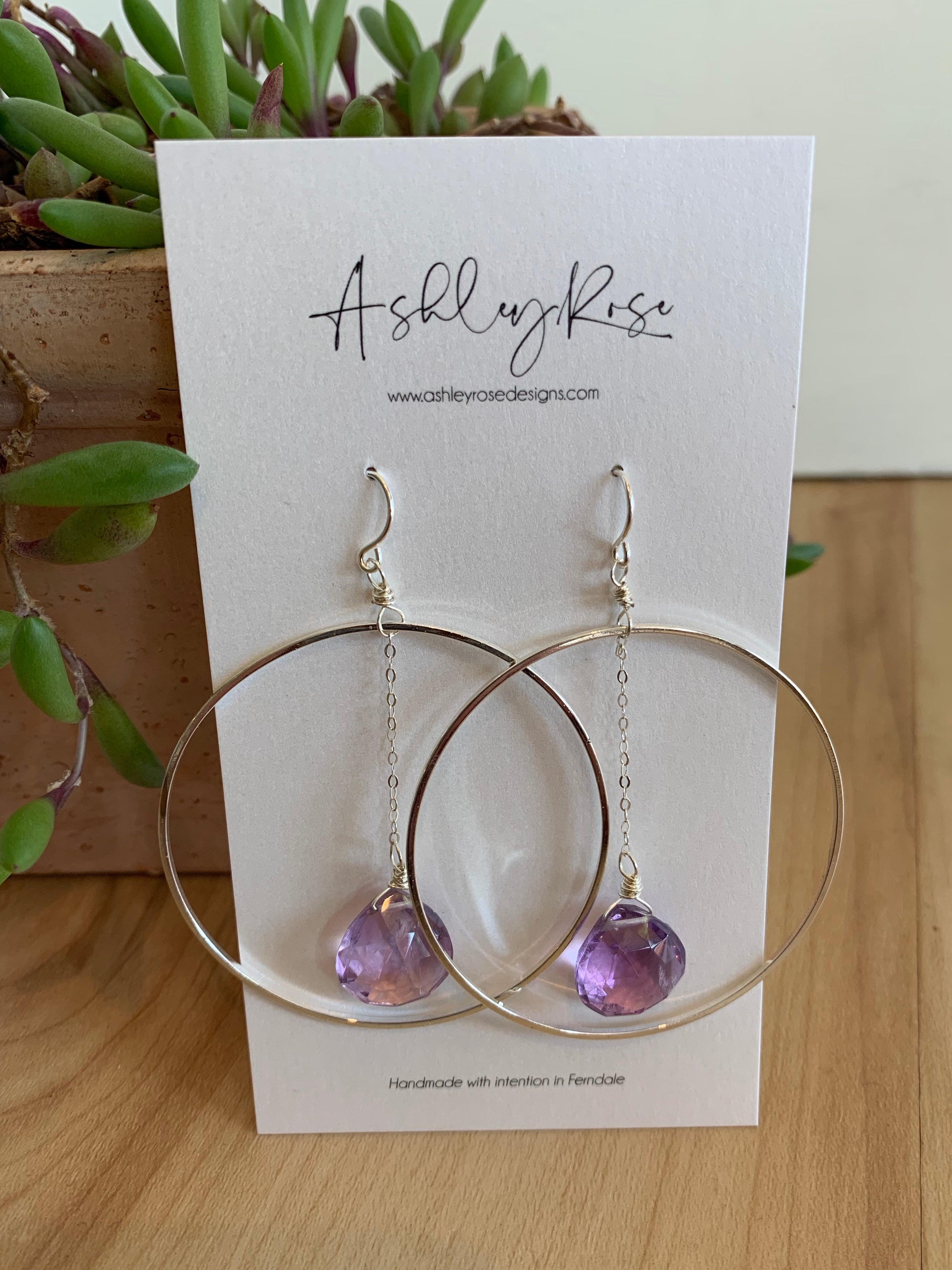 Amethyst with Silver - Baryon earrings