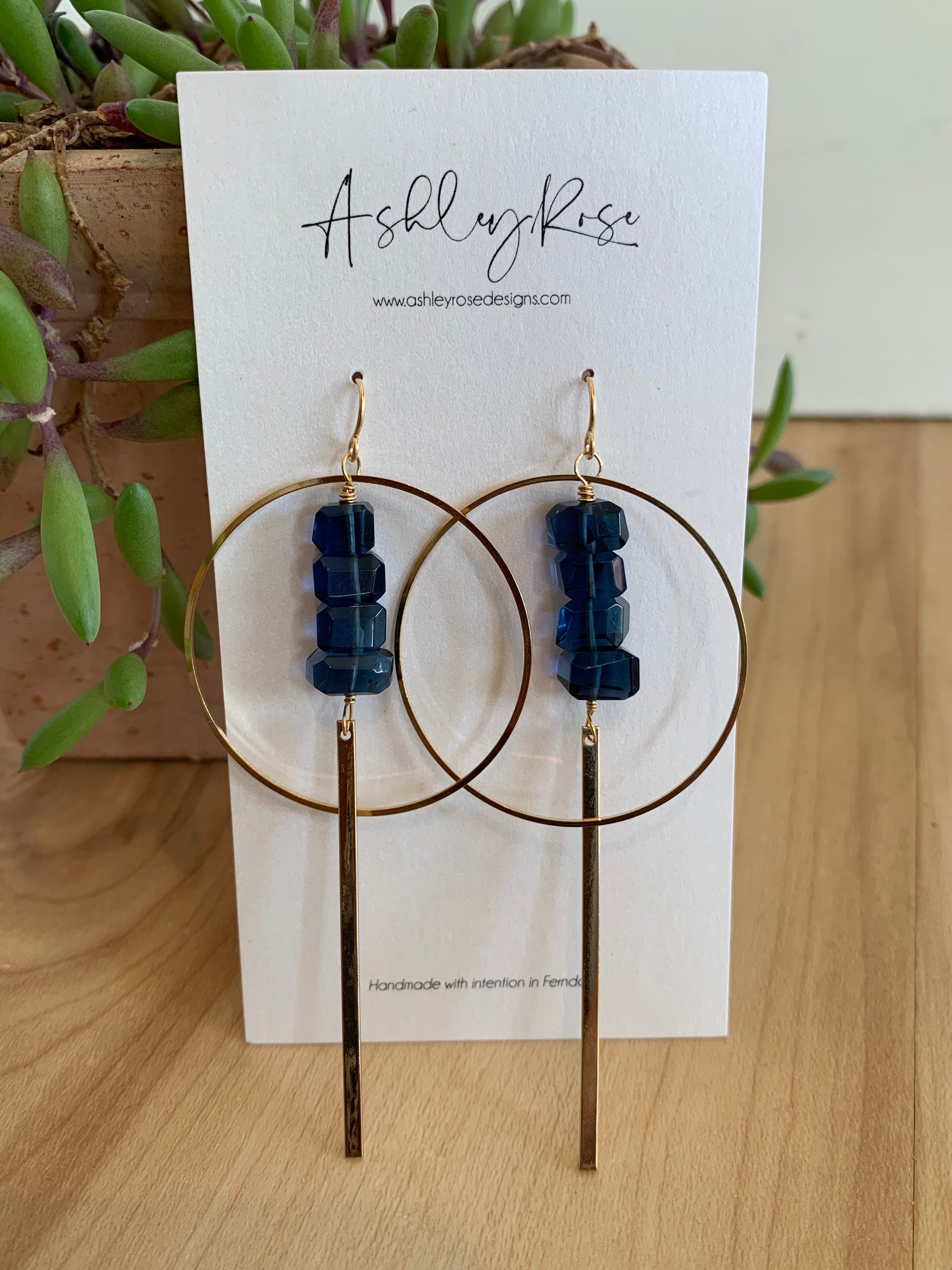 Blue Quartz with Gold - Align earrings