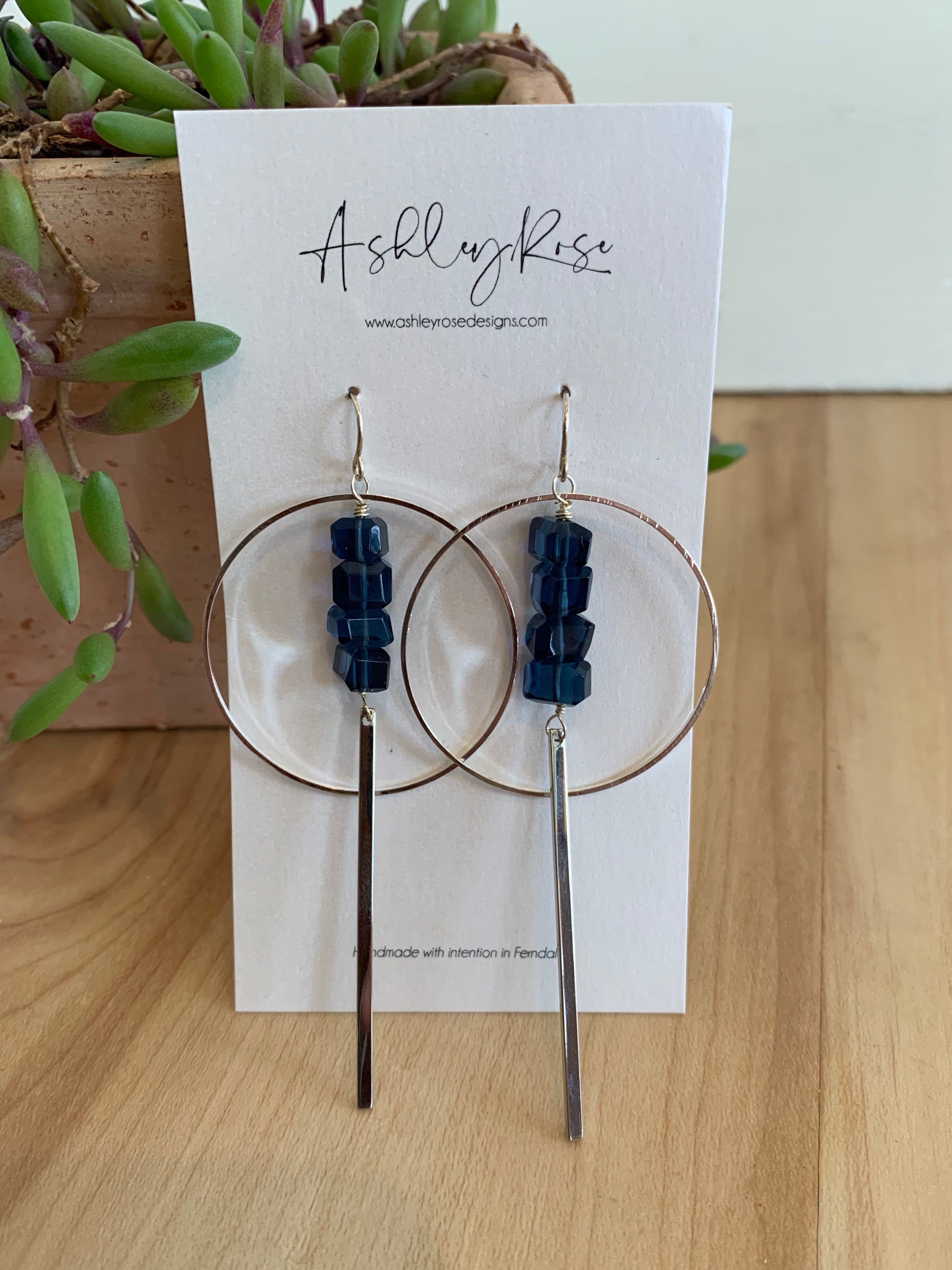 Blue Quartz with Silver - Align earrings