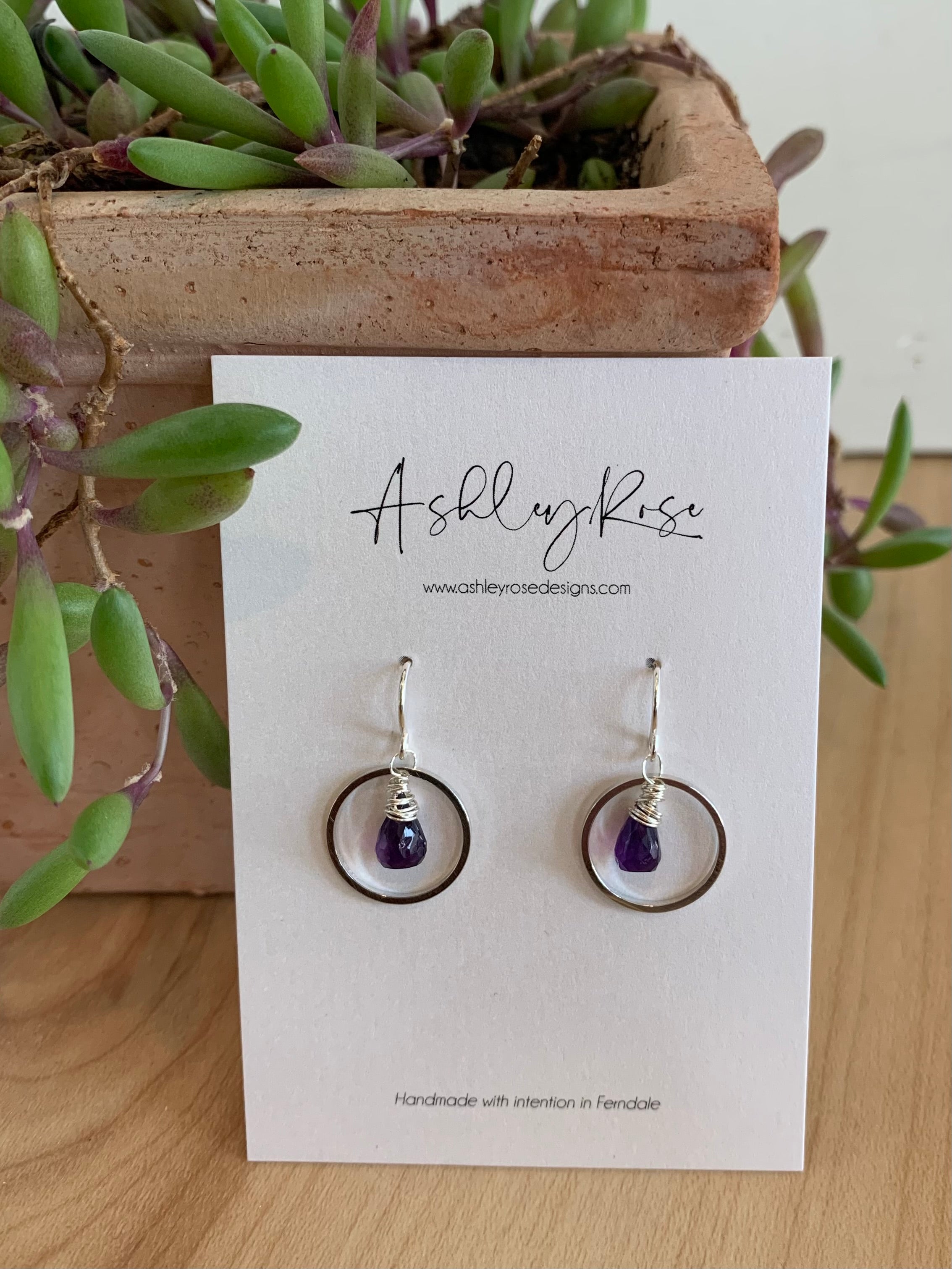 Amethyst with Silver - Petal earrings
