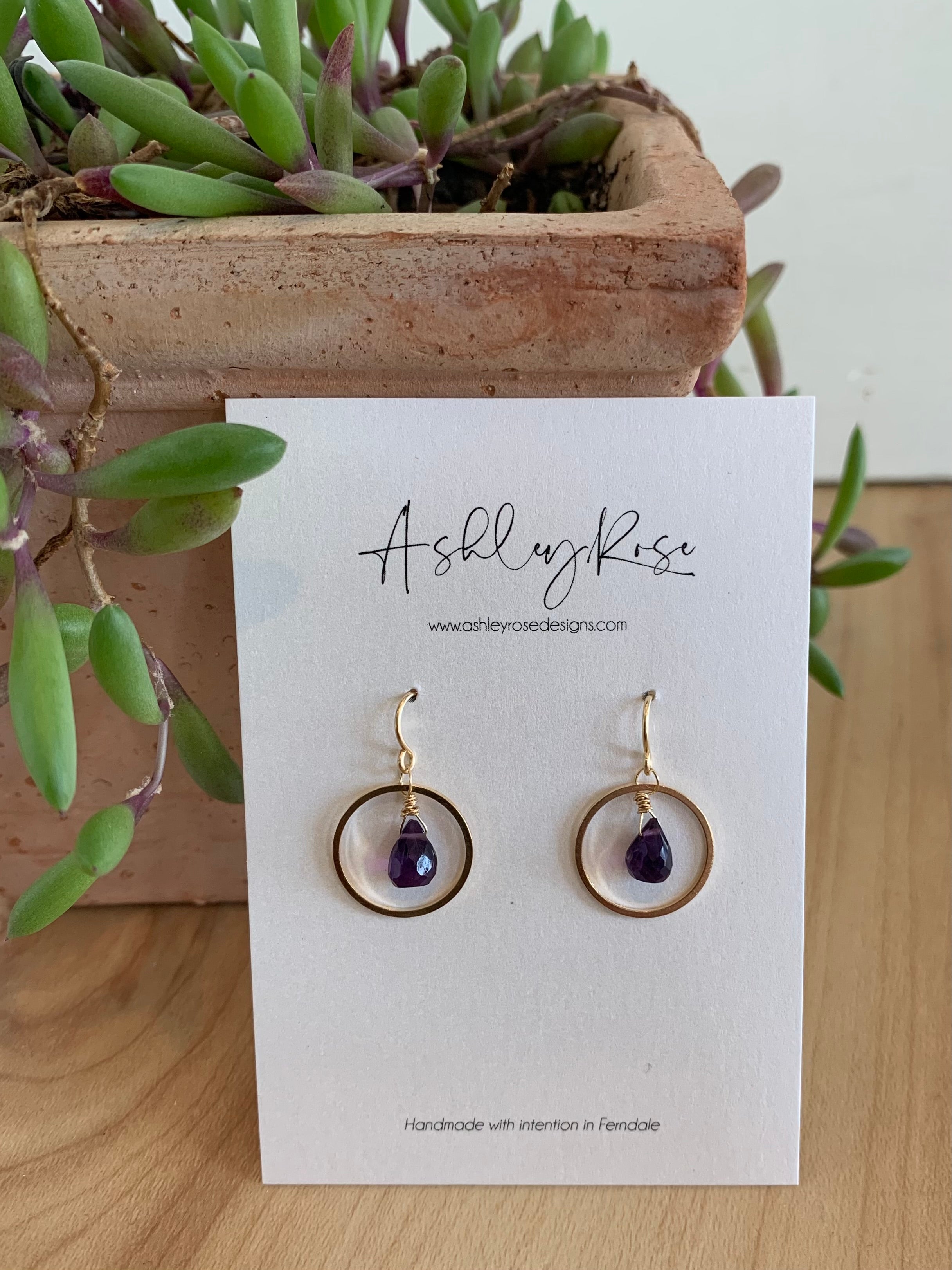 Amethyst with Gold - Petal earrings