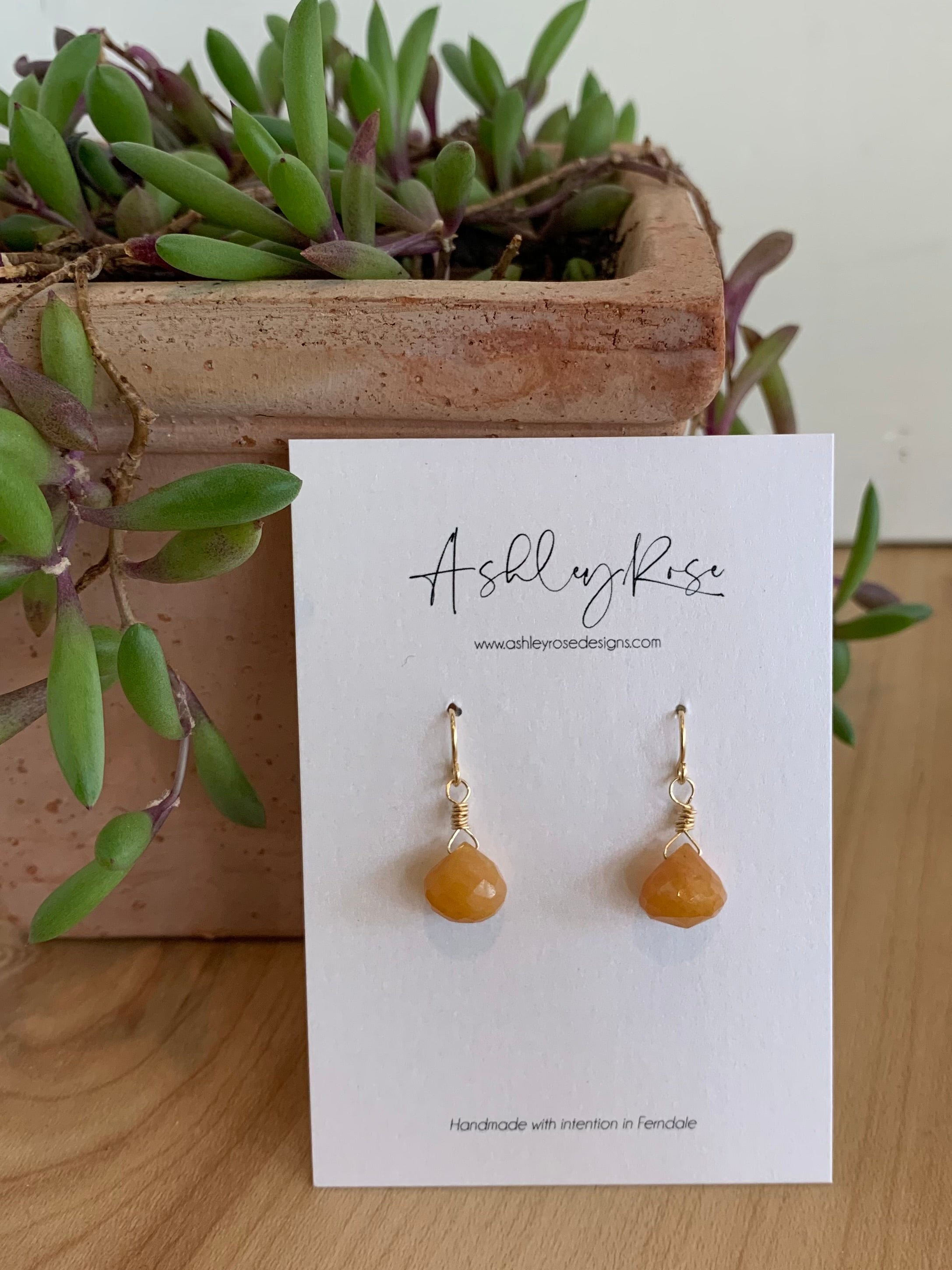 Golden Jade with Gold - Mini Morsel earrings
