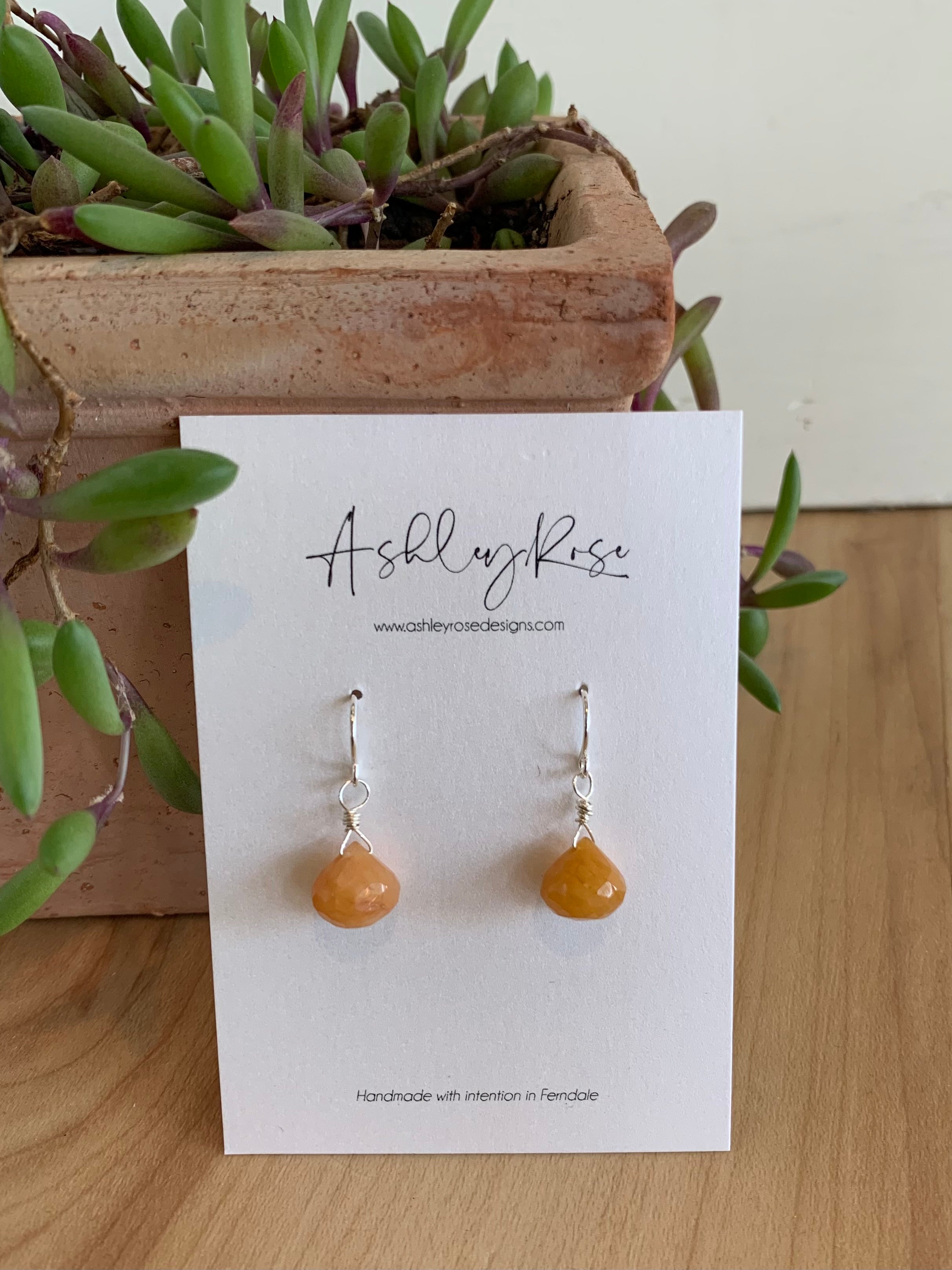Golden Jade with Silver - Mini Morsel earrings