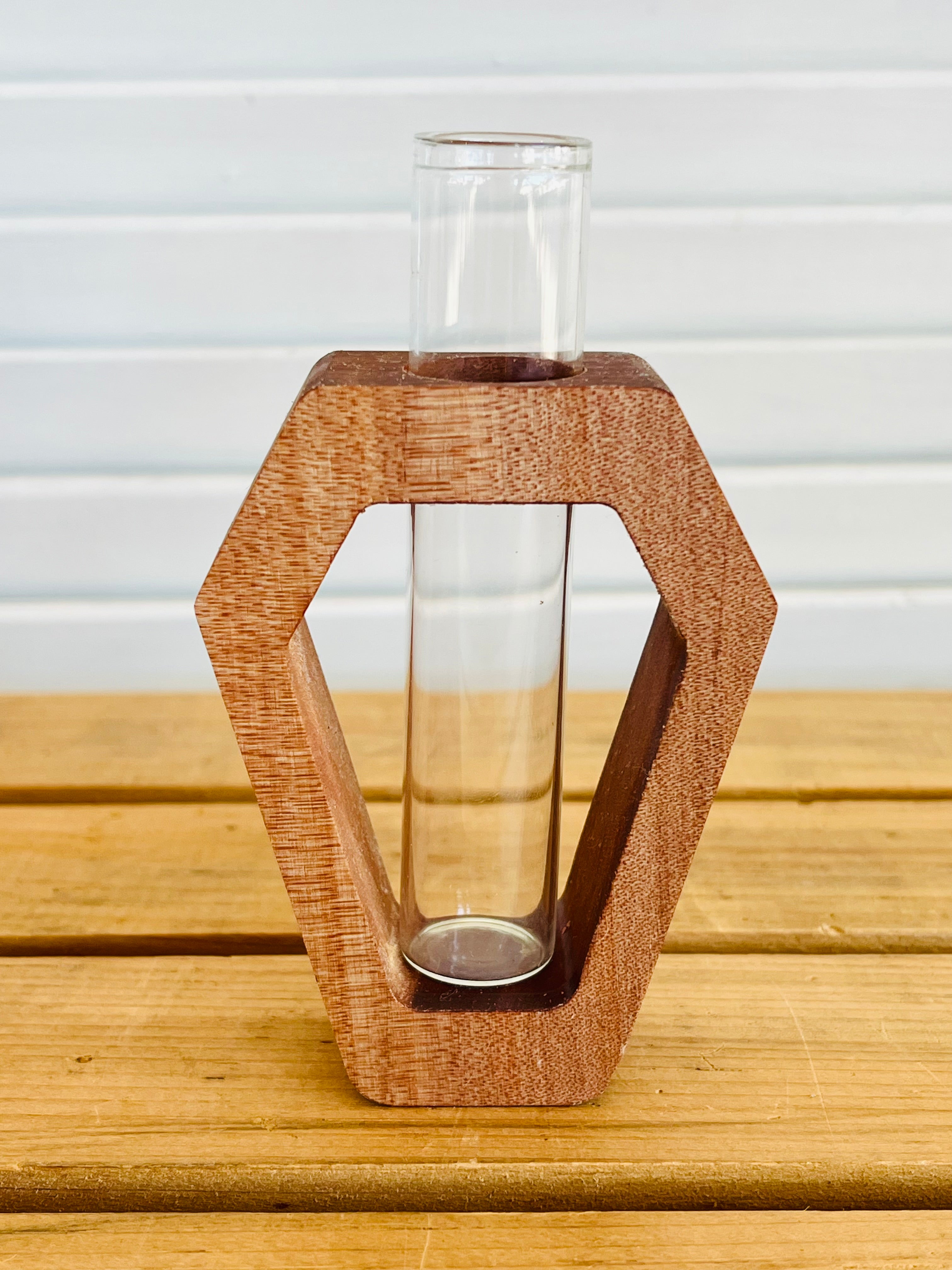 Single Bud Vase in wooden stand