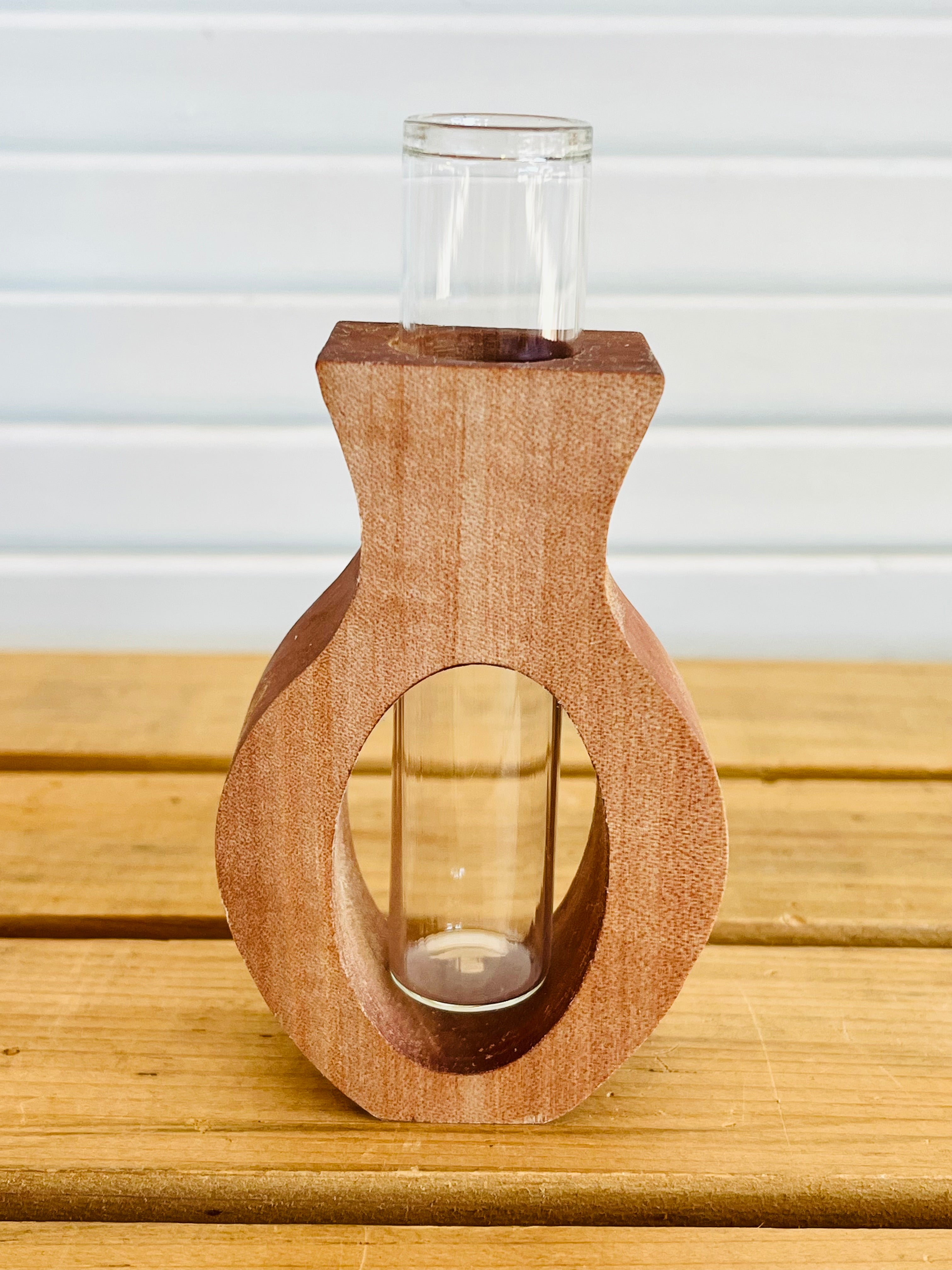 Single Bud Vase in wooden stand