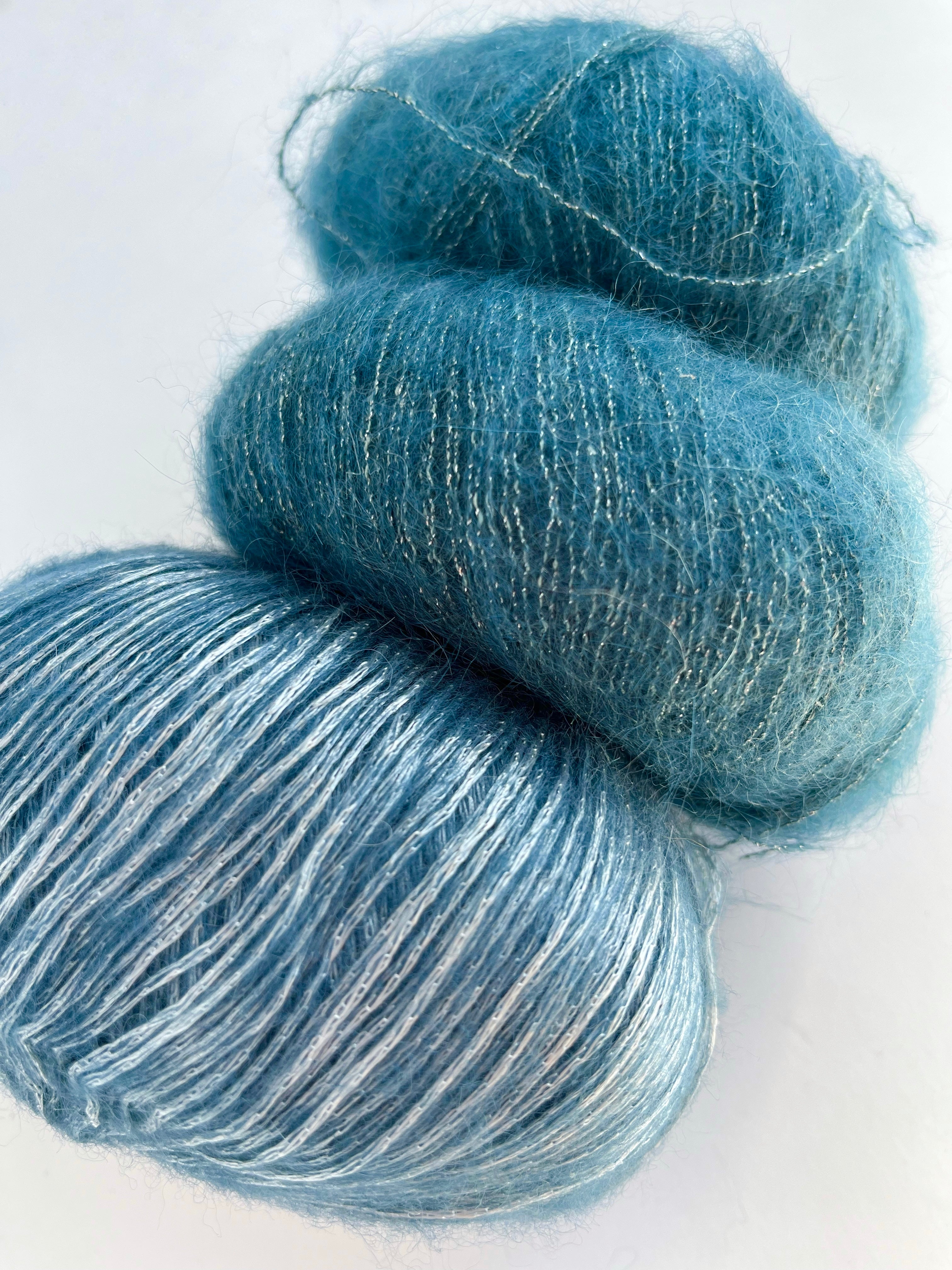 Aquamarine/Teal - Sparkle and Fluff shawl kit