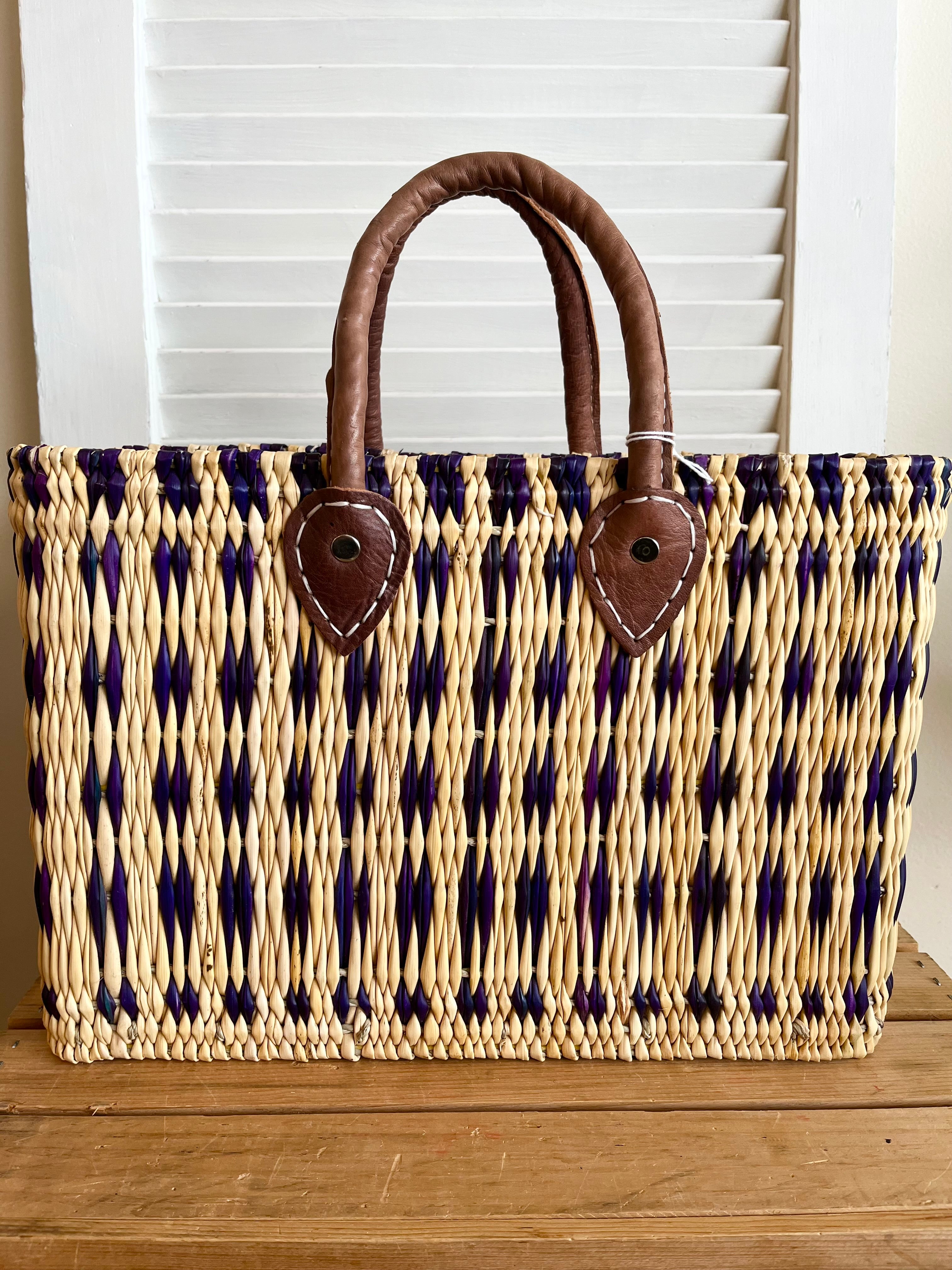 Moroccan Tote-style basket with short handles