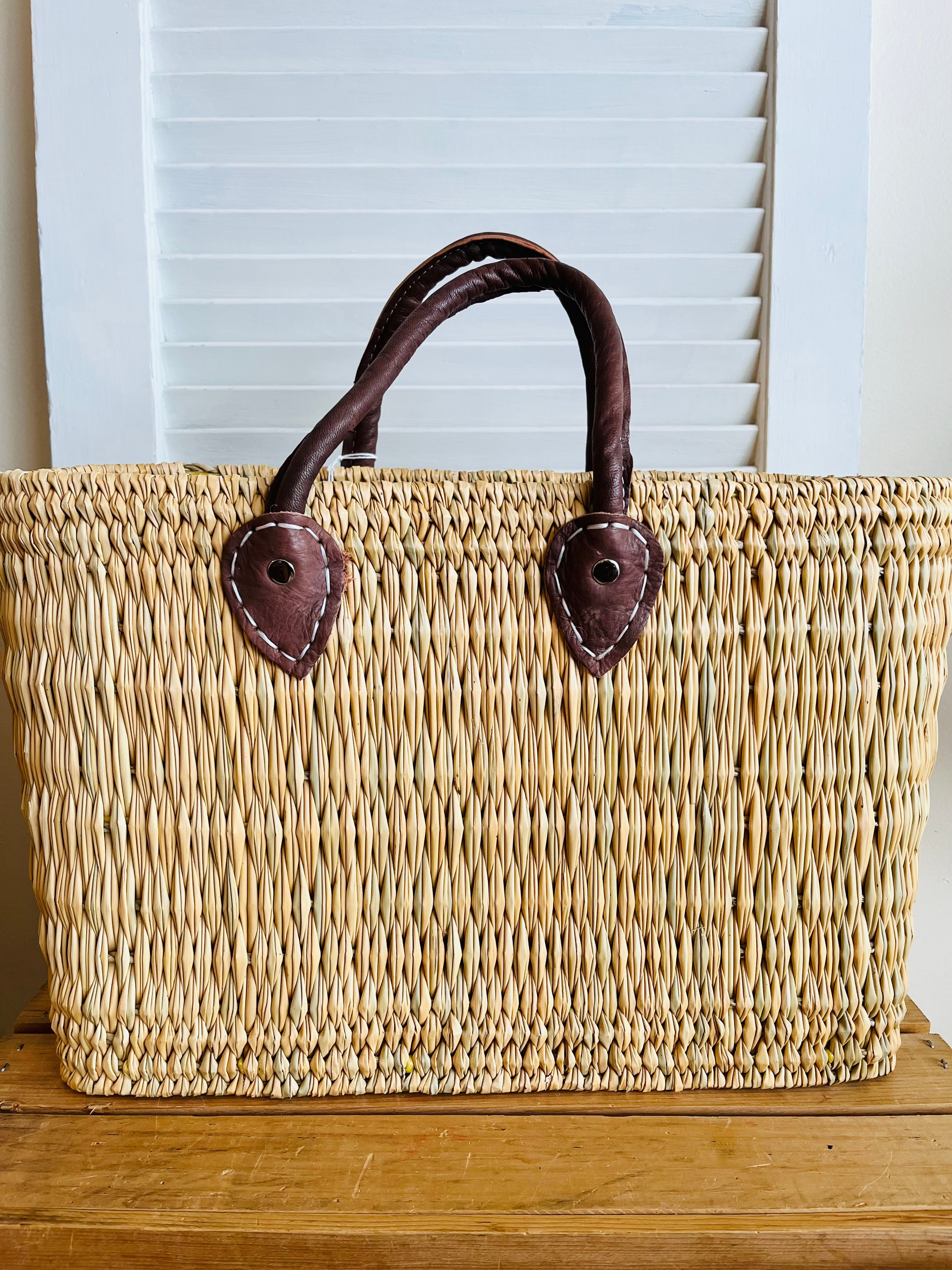 Moroccan Tote-style basket with short handles