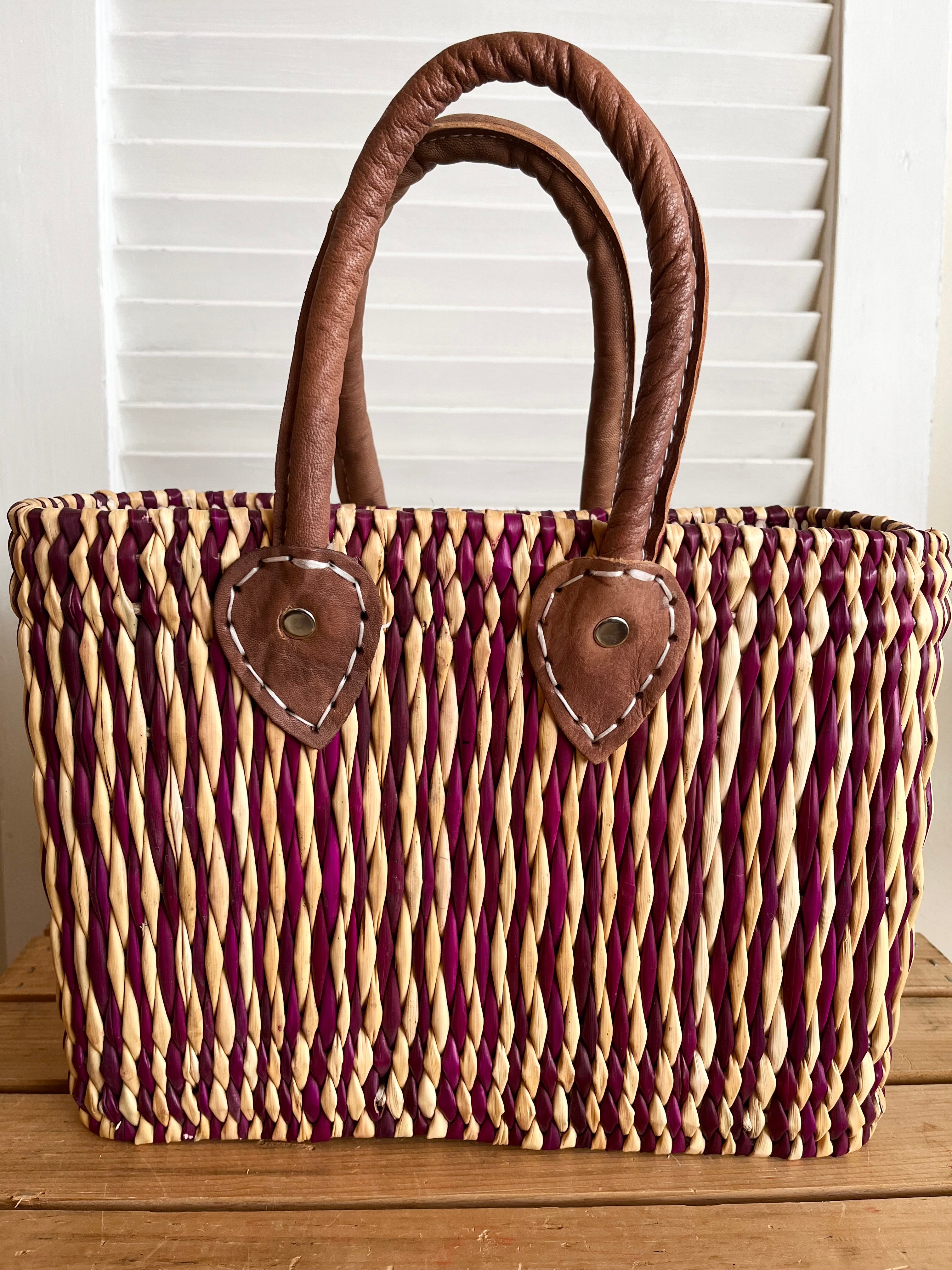 Moroccan Tote-style basket with short handles