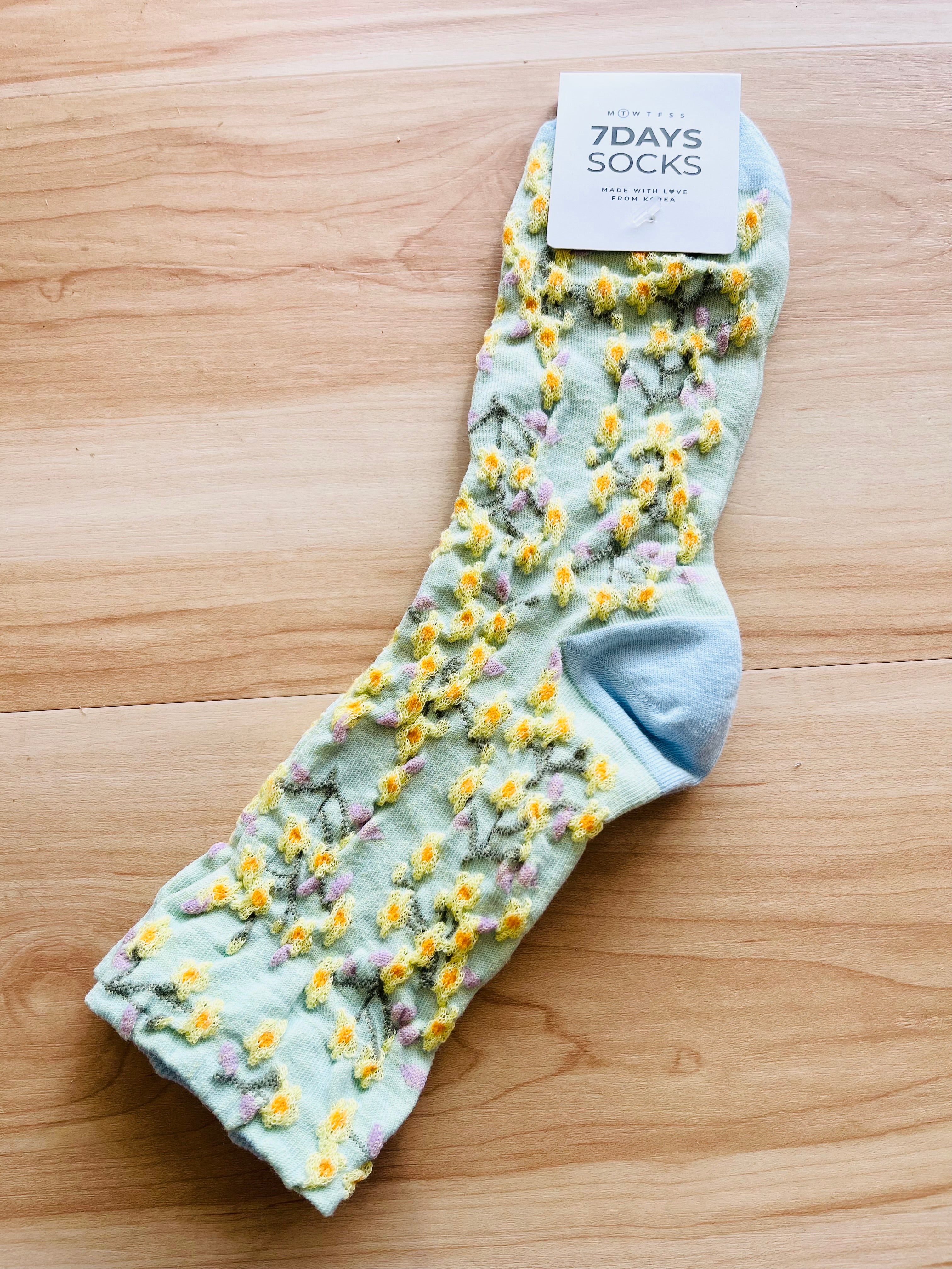 Blooming Garden - Flower Blue - Women's Crew Sock