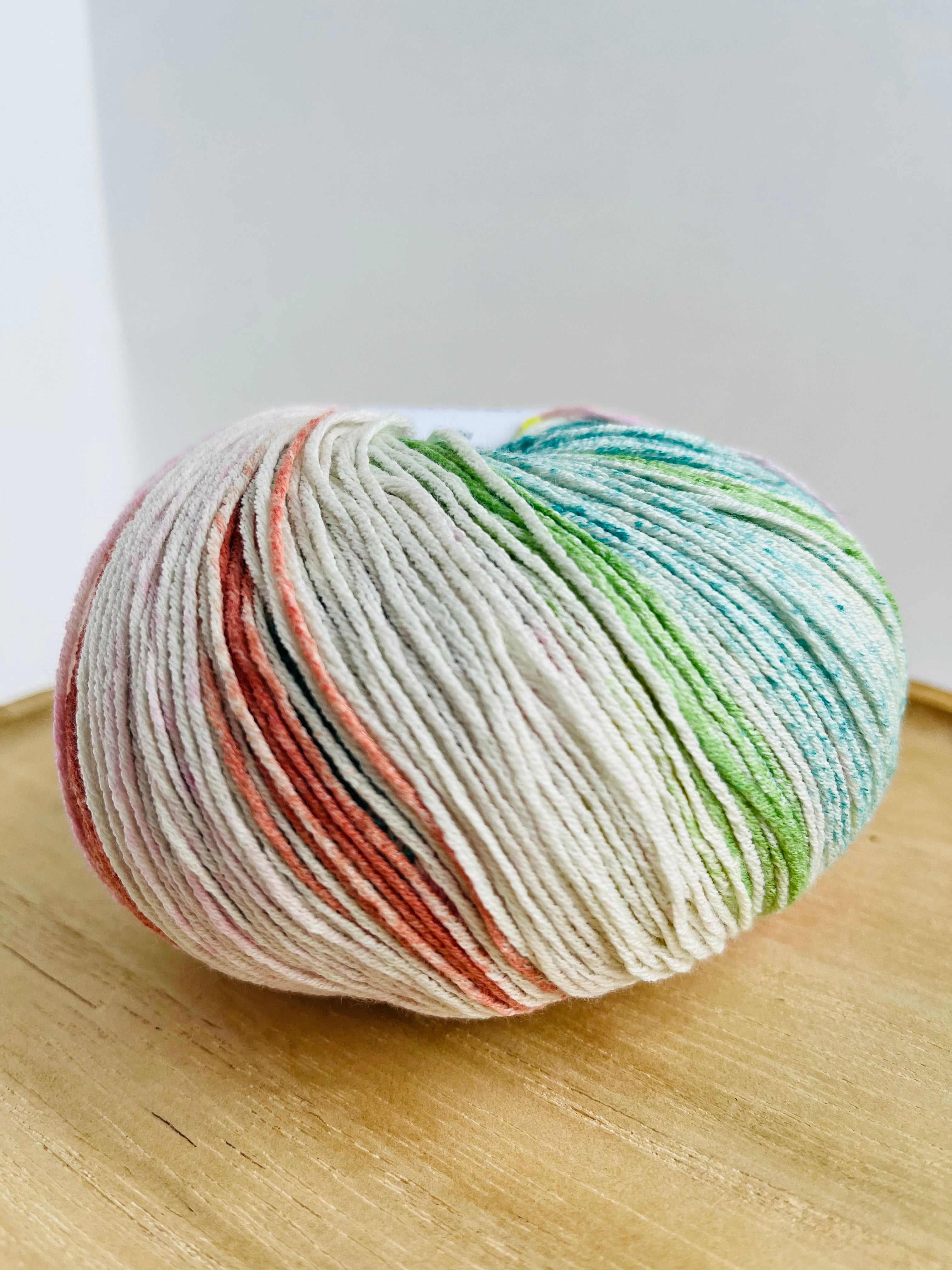 Teal/Yellow/Pink/Khaki - Summer Socks from Laines du Nord