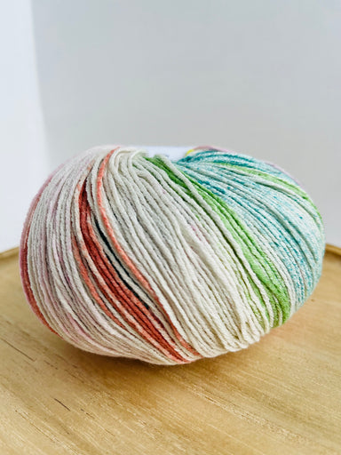 Teal/Yellow/Pink/Khaki - Summer Socks from Laines du Nord