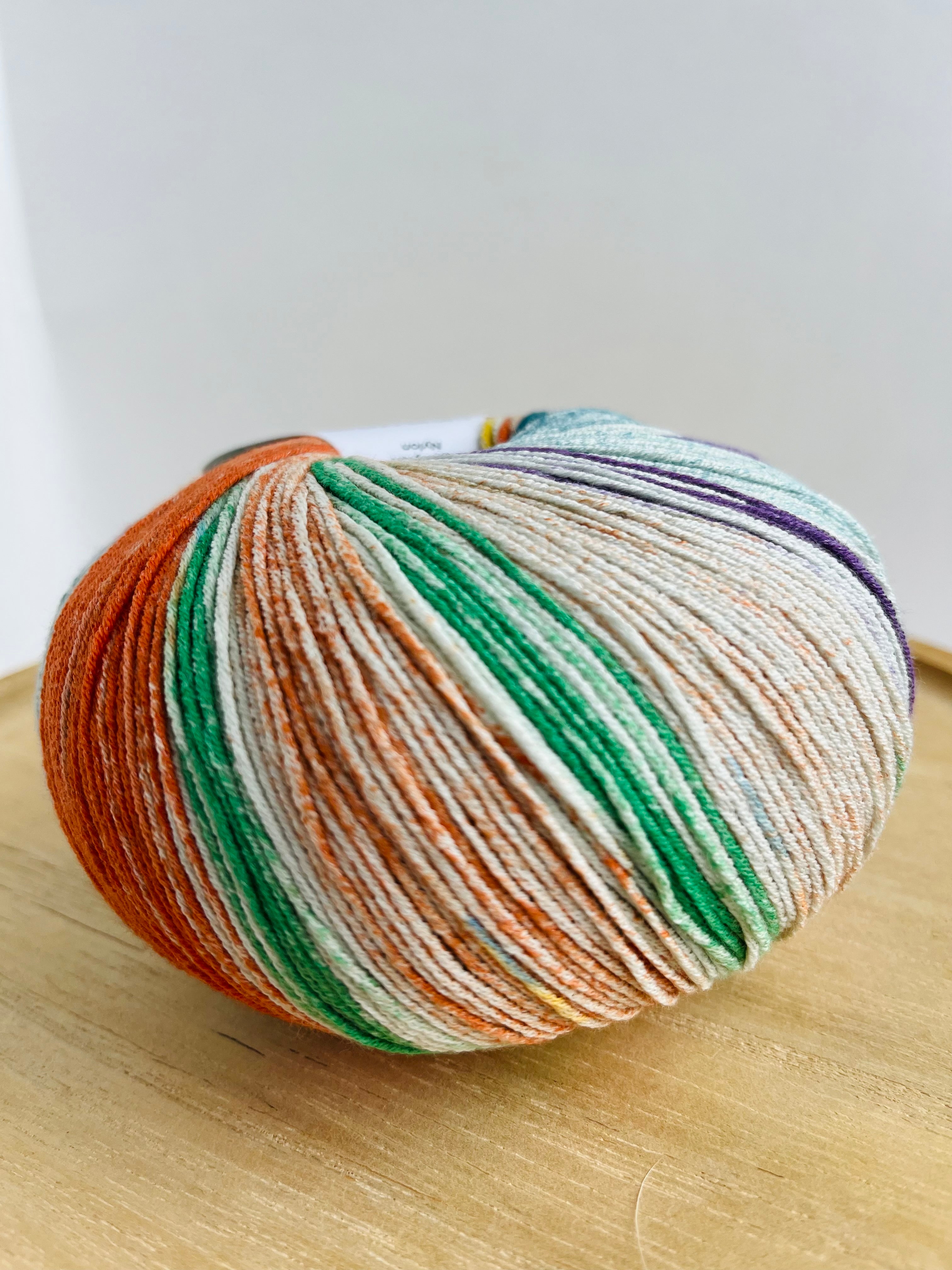 Orange/Teal/Ochre/Blue - Summer Socks from Laines du Nord