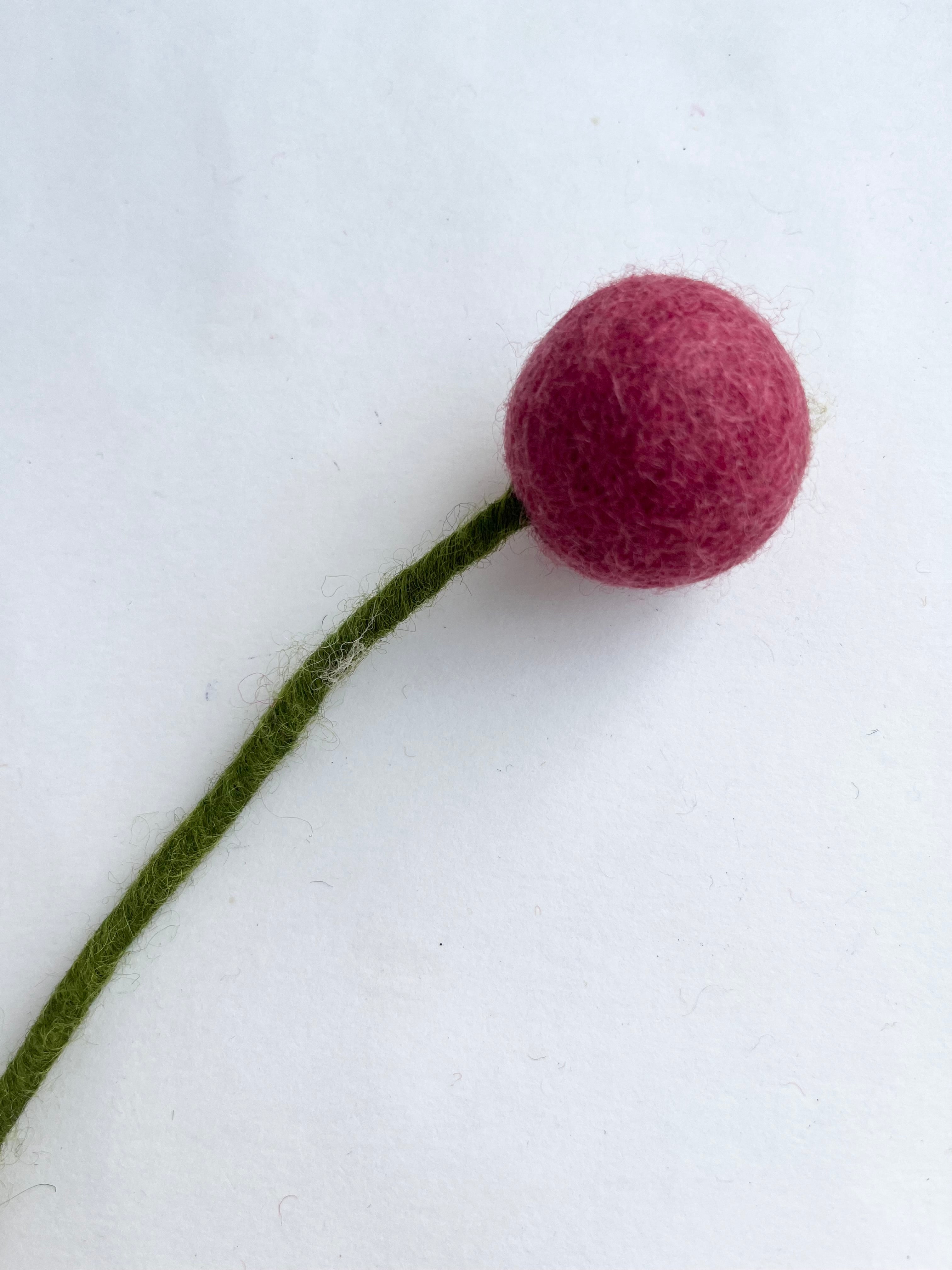 Felt Flowers - Billy Ball Wine Red