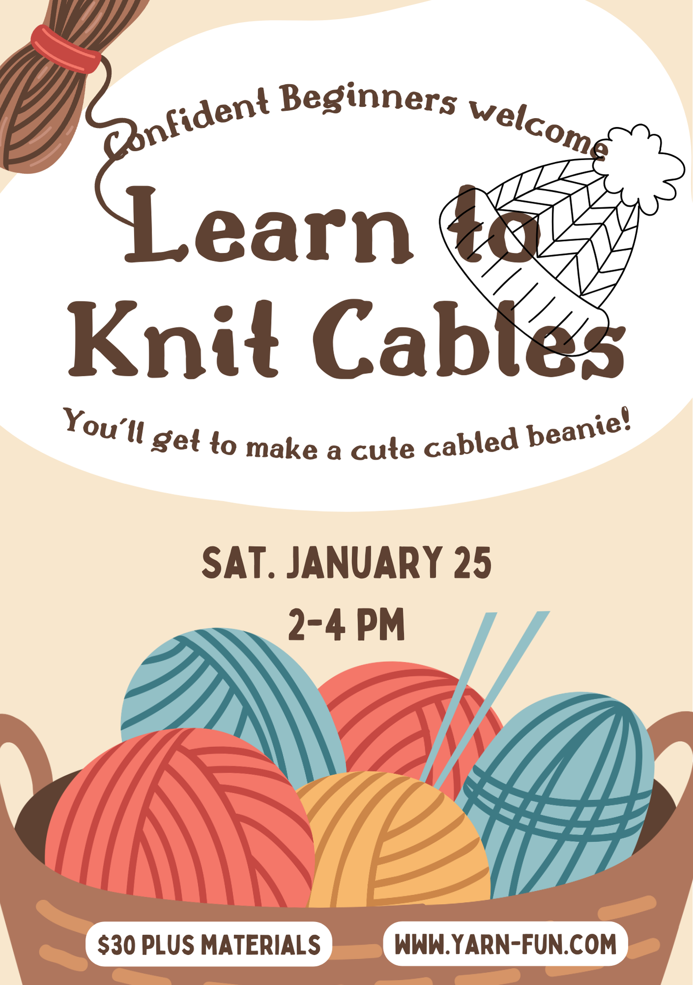 Learn to Knit Cables class