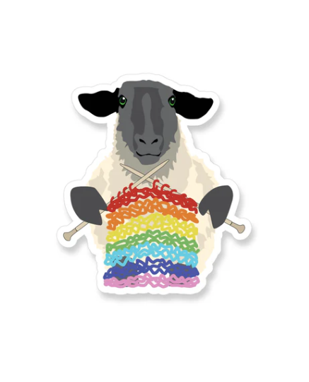 Sheep Knitting Rainbow - Apartment 2 Sticker