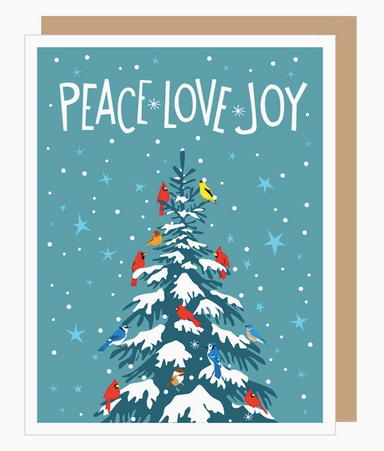 Christmas Tree with birds - Peace, Love, Joy Holiday Card box set from Apartment 2