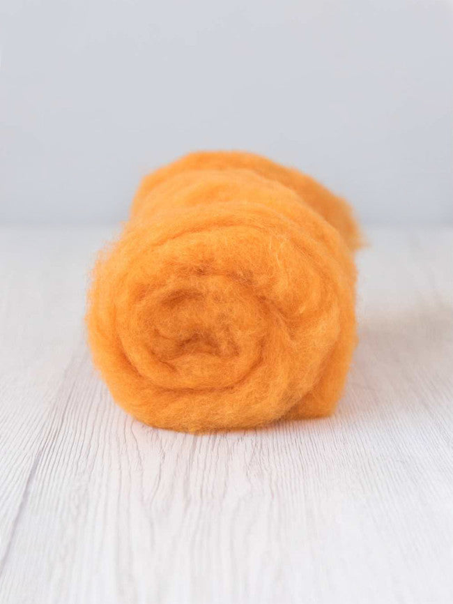 Carded Maori wool roving - Melon