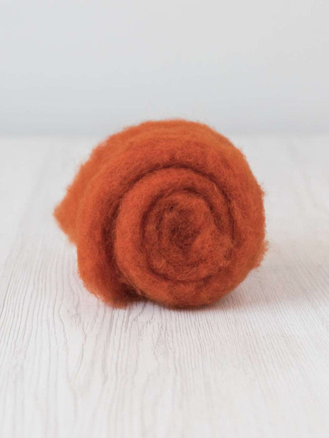 Carded Maori wool roving - Pumpkin