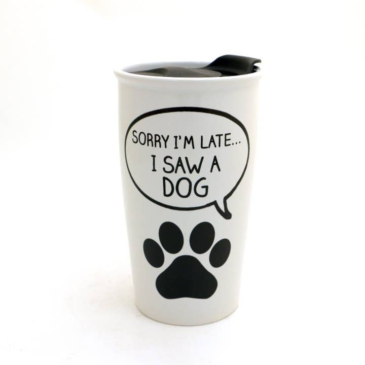 Sorry I'm Late - Dog - Travel Mugs from Lenny Mud