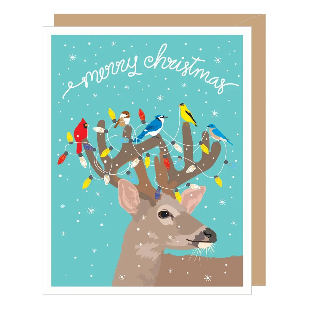 Christmas Deer with birds and lights - holiday cards box set from Apartment 2