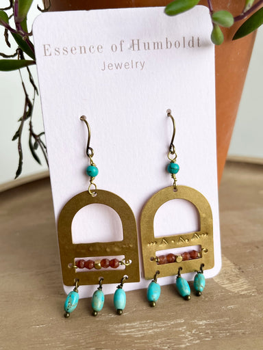 Windows with turquoise drops - Earrings